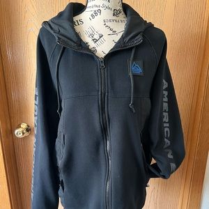 Women’s? American Eagle Zip Front Hooded Jacket Black/Blue Size L
